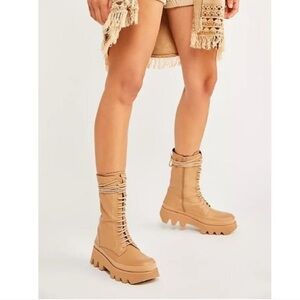 Paloma Barcelo Tan Combat Boots